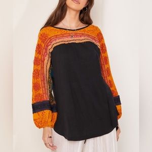 Free People Tripoli Wide Sleeve Embroidered Tunic - size M
